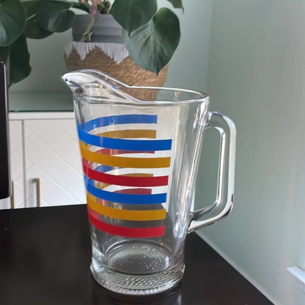 Vintage Libbey mid century modern striped pitcher